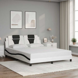 Bettgestell Viana 160x200 cm Kunstleder Weiß/Schwarz