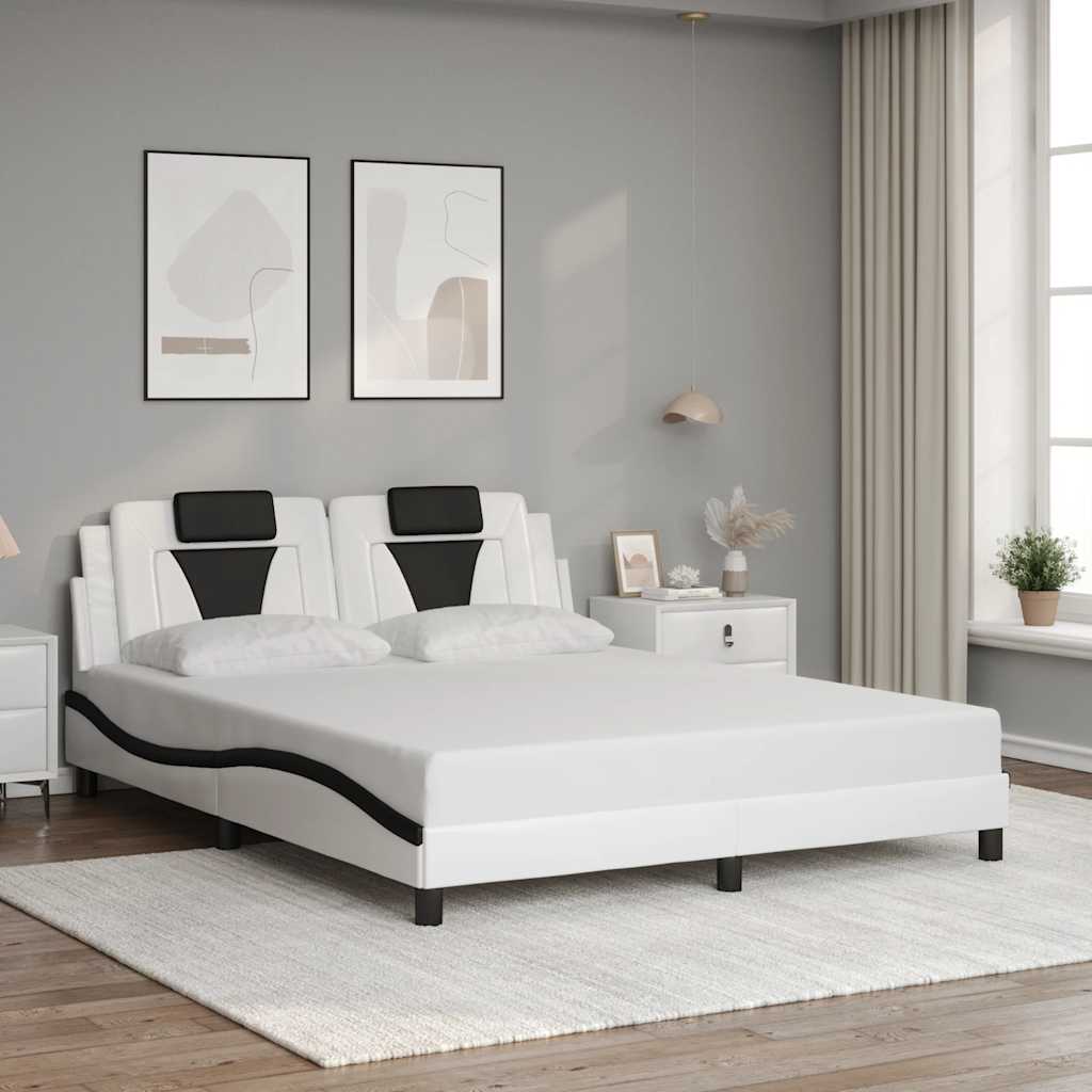 Bettgestell Viana 160x200 cm Kunstleder Weiß/Schwarz