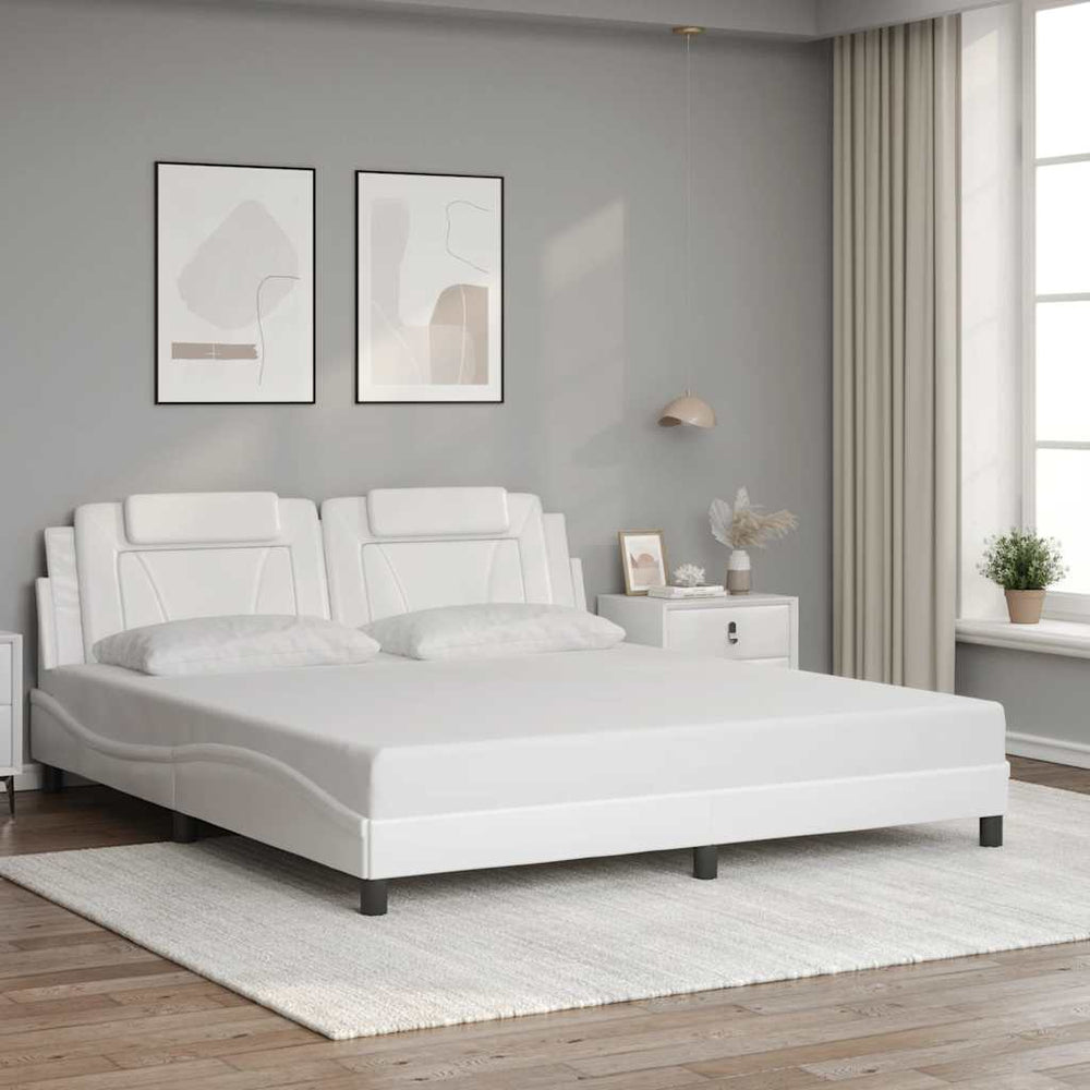 Bettgestell Weiß Kunstleder 180x200 cm