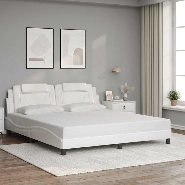 Bettgestell Weiß Kunstleder 180x200 cm