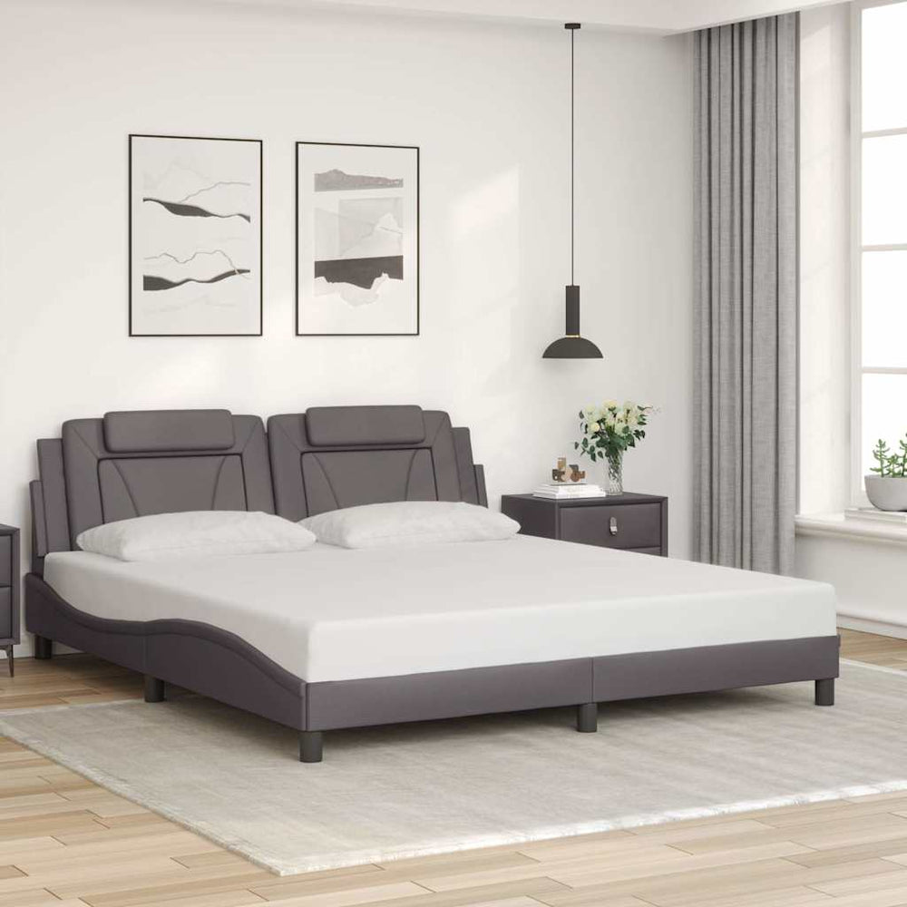 Bettgestell Viana Grau 180x200 cm Kunstleder