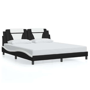 Bettgestell Viana 180x200 cm Kunstleder Schwarz/Weiß