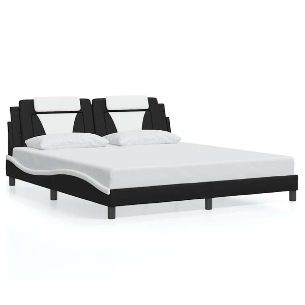 Bettgestell Viana 180x200 cm Kunstleder Schwarz/Weiß
