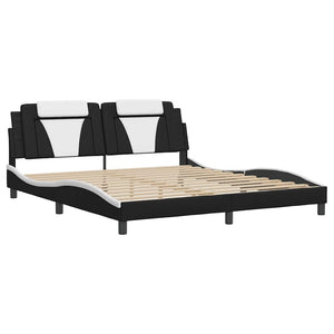 Bettgestell Viana 180x200 cm Kunstleder Schwarz/Weiß