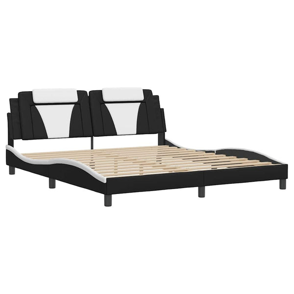 Bettgestell Viana 180x200 cm Kunstleder Schwarz/Weiß