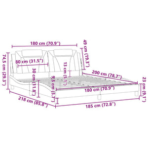 Bettgestell Viana 180x200 cm Kunstleder Schwarz/Weiß