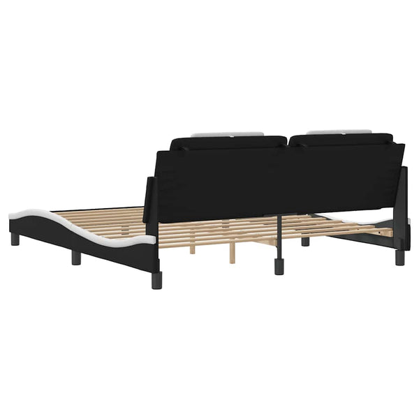 Bettgestell Viana 180x200 cm Kunstleder Schwarz/Weiß