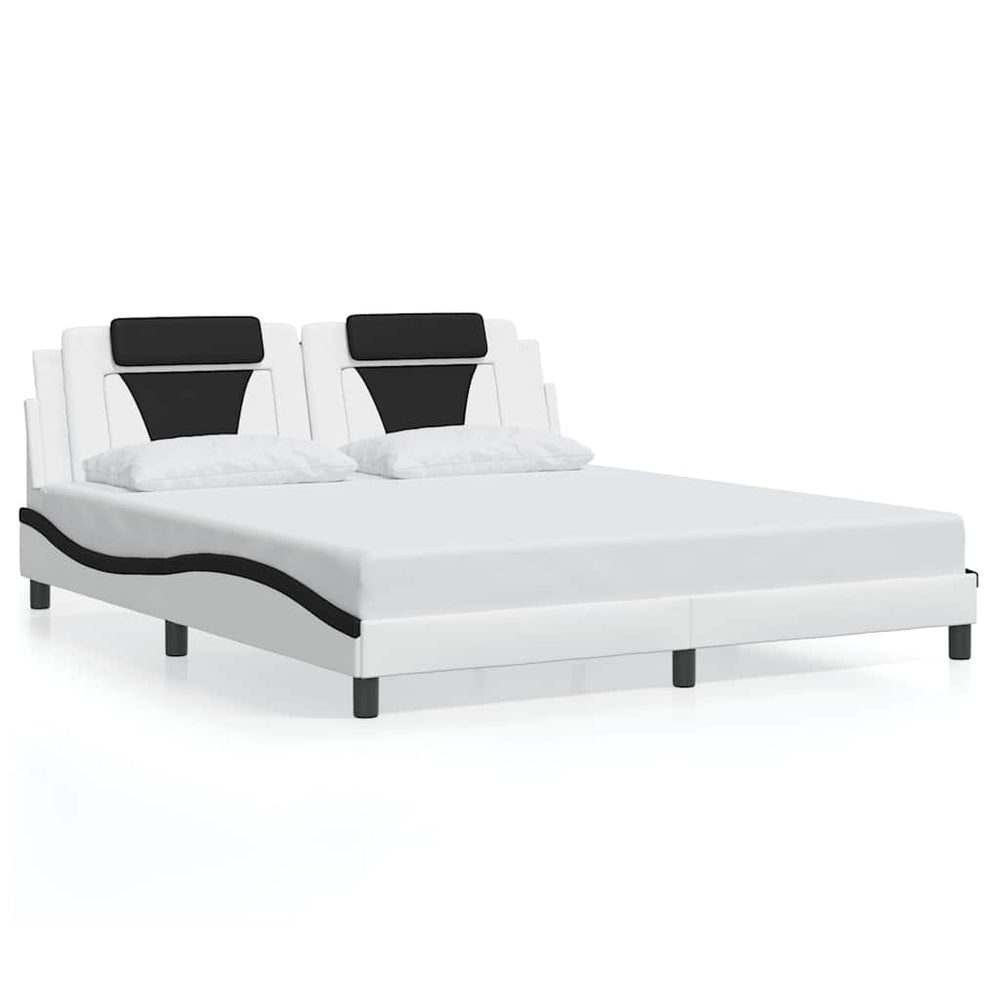 vidaXL "Viana" Bed Frame without Mattress White and Black 180x200 cm Faux Leather