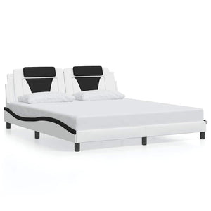 Bettgestell Viana 180x200 cm Kunstleder Weiß/Schwarz