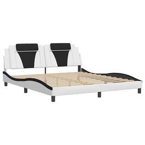Bettgestell Viana 180x200 cm Kunstleder Weiß/Schwarz
