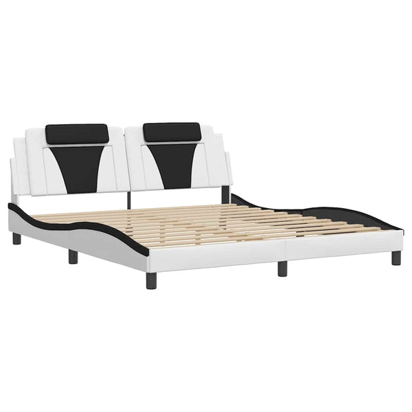 Bettgestell Viana 180x200 cm Kunstleder Weiß/Schwarz