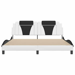 Bettgestell Viana 180x200 cm Kunstleder Weiß/Schwarz