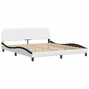Bettgestell Viana 180x200 cm Kunstleder Weiß/Schwarz