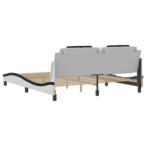 Bettgestell Viana 180x200 cm Kunstleder Weiß/Schwarz