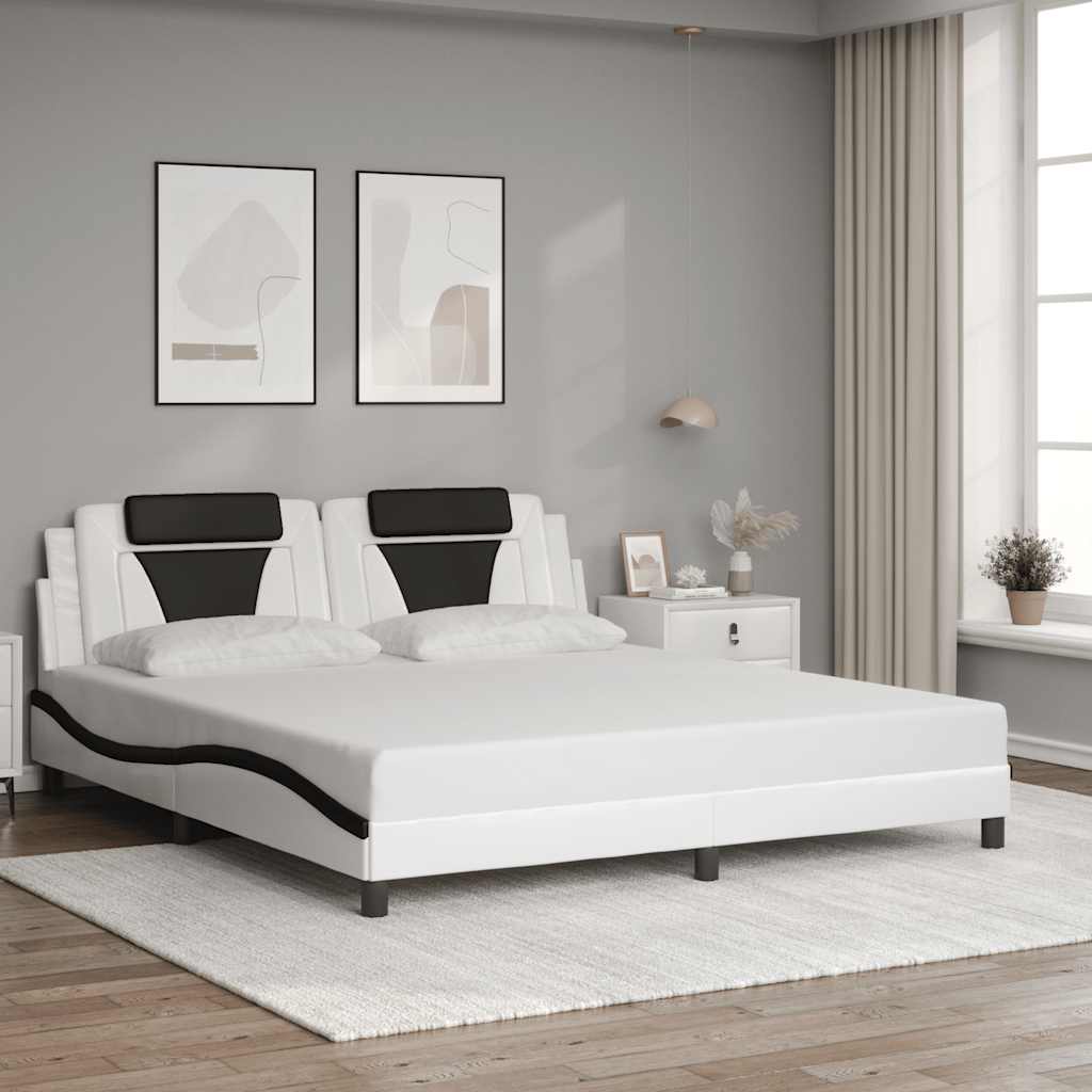 Bettgestell Viana 180x200 cm Kunstleder Weiß/Schwarz