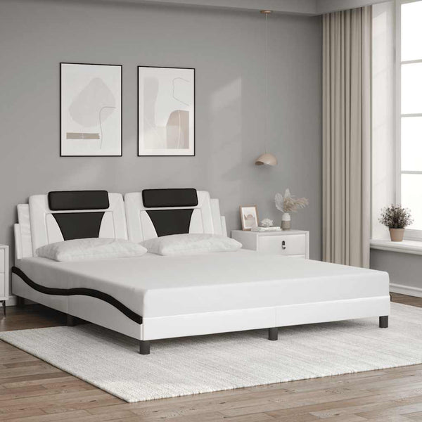 Bettgestell Viana 180x200 cm Kunstleder Weiß/Schwarz