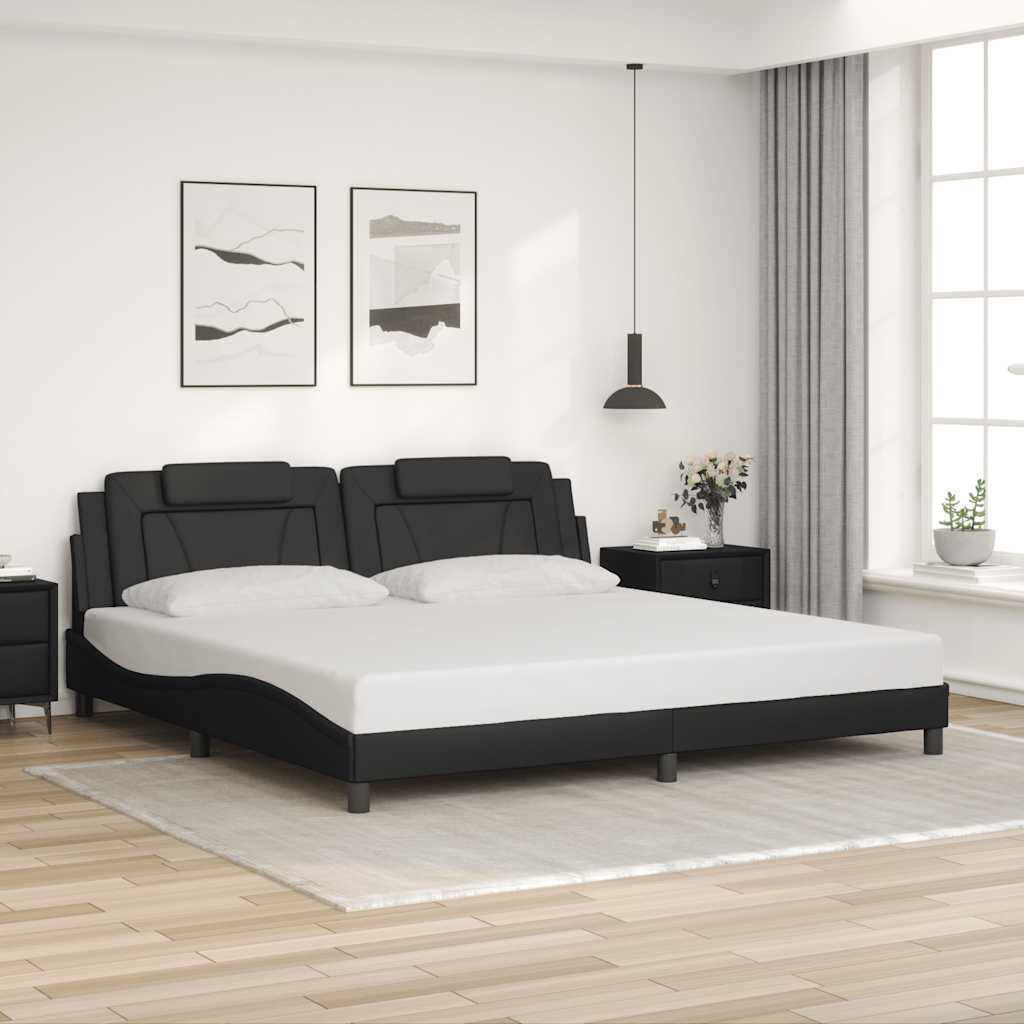 Bettgestell Viana 200x200 cm Schwarz Kunstleder