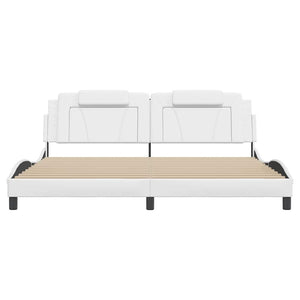 Bettgestell Viana Weiß 200x200 cm Kunstleder