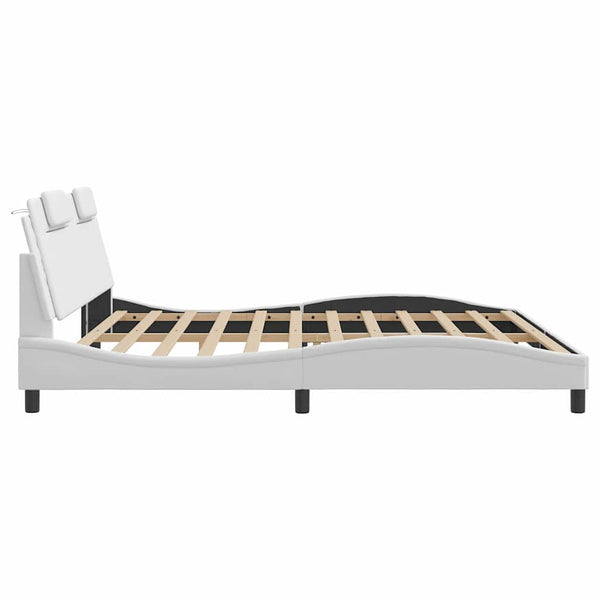 Bettgestell Viana Weiß 200x200 cm Kunstleder