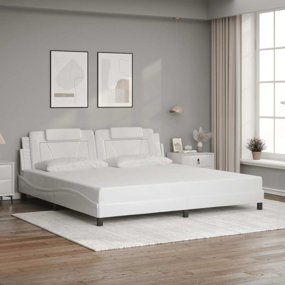 Bettgestell Viana Weiß 200x200 cm Kunstleder