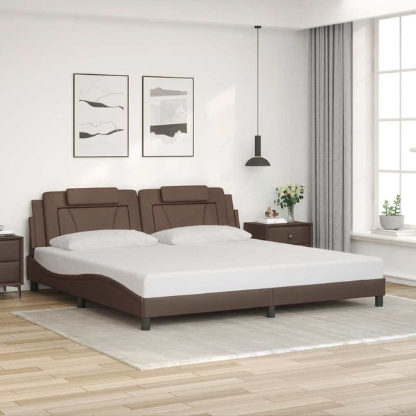 Bettgestell "Viana" ohne Matratze Braun 200x200 cm Kunstleder