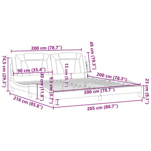 Bettgestell Viana Grau 200x200 cm Kunstleder