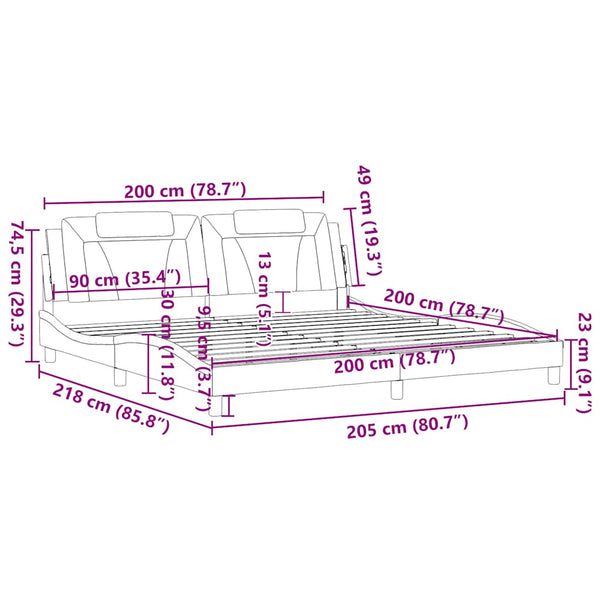 Bettgestell Viana Grau 200x200 cm Kunstleder