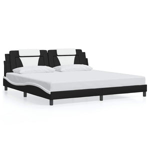 Bettgestell Viana 200x200 cm Kunstleder Schwarz/Weiß