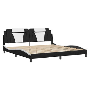 Bettgestell Viana 200x200 cm Kunstleder Schwarz/Weiß