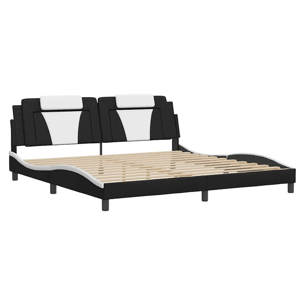 Bettgestell Viana 200x200 cm Kunstleder Schwarz/Weiß