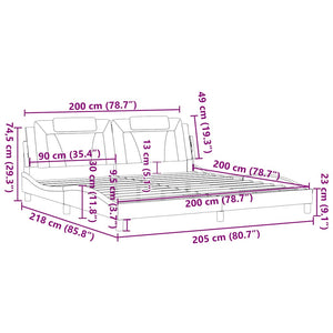 Bettgestell Viana 200x200 cm Kunstleder Schwarz/Weiß
