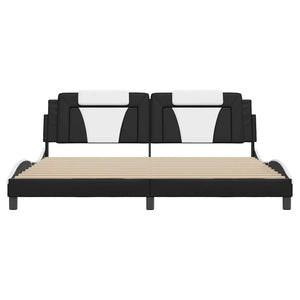Bettgestell Viana 200x200 cm Kunstleder Schwarz/Weiß