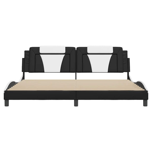 Bettgestell Viana 200x200 cm Kunstleder Schwarz/Weiß