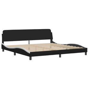 Bettgestell Viana 200x200 cm Kunstleder Schwarz/Weiß