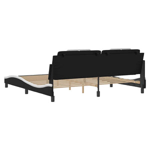 Bettgestell Viana 200x200 cm Kunstleder Schwarz/Weiß