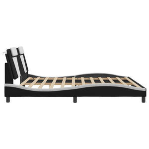 Bettgestell Viana 200x200 cm Kunstleder Schwarz/Weiß