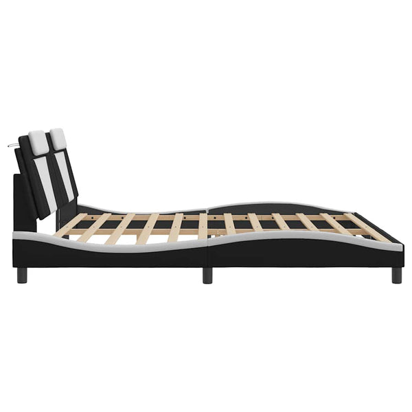 Bettgestell Viana 200x200 cm Kunstleder Schwarz/Weiß