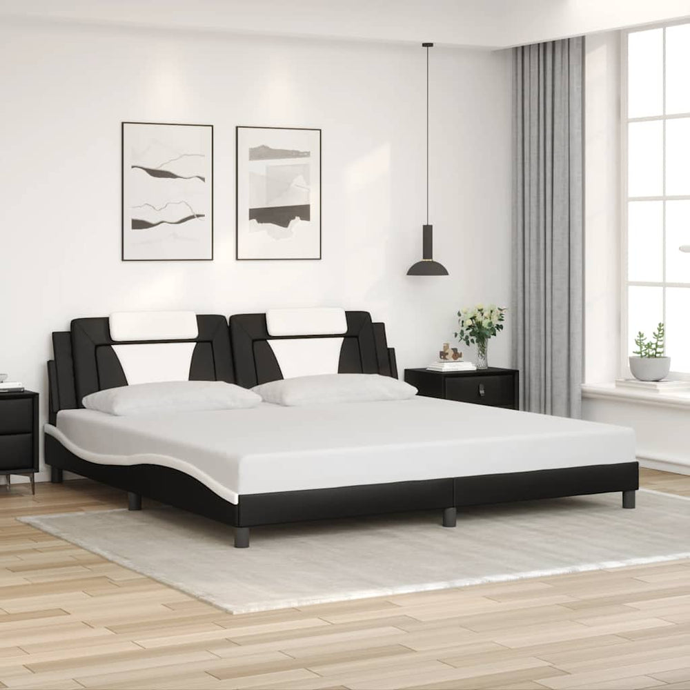 vidaXL Bed Frame "Viana" Without Mattress Black and White 200x200 cm Faux Leather