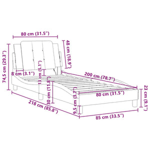 Bettgestell Schwarz 80x200 cm Kunstleder