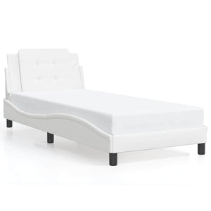 Bettgestell 90x190 cm Weiß Kunstleder