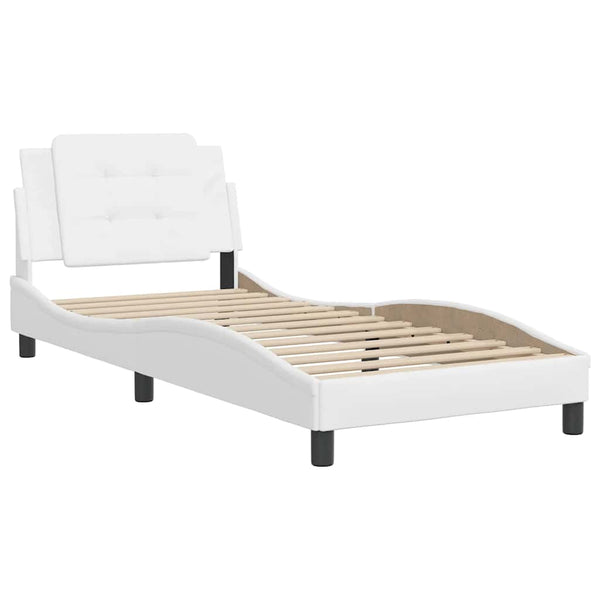 Bettgestell 90x190 cm Weiß Kunstleder