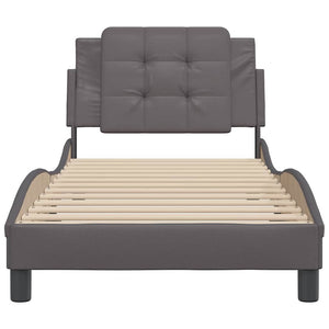 Bettgestell Grau 90x190 cm Kunstleder