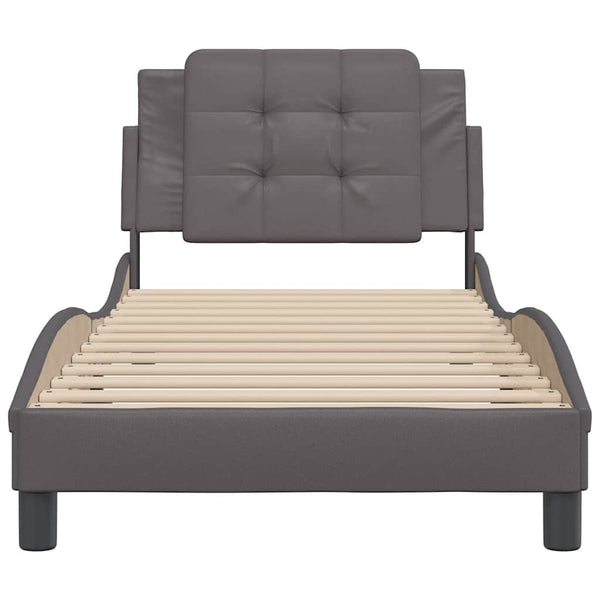Bettgestell Grau 90x190 cm Kunstleder