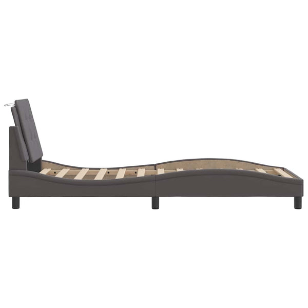 Bettgestell Grau 90x190 cm Kunstleder