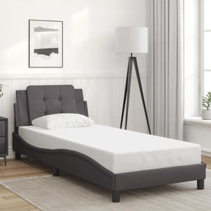 Bettgestell Grau 90x190 cm Kunstleder