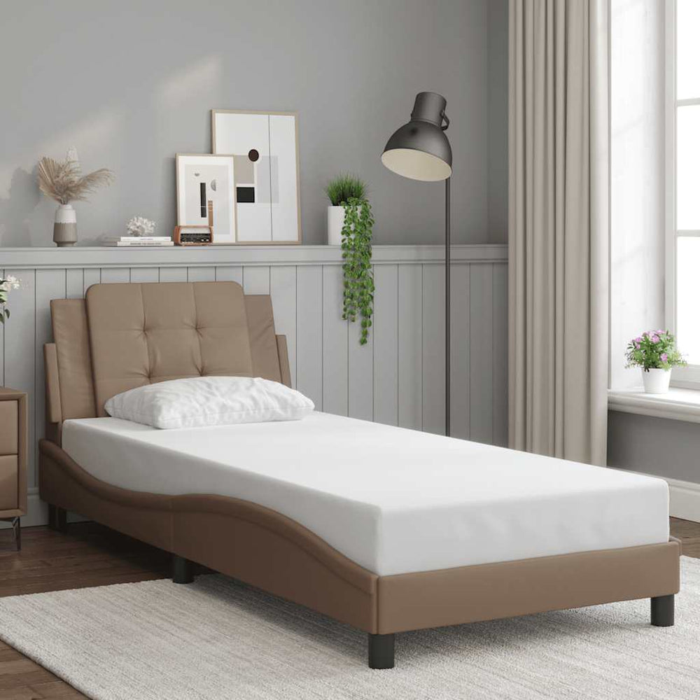 vidaXL Bed Frame without Mattress "Zadar" Cappuccino Brown 90x190 cm Faux Leather