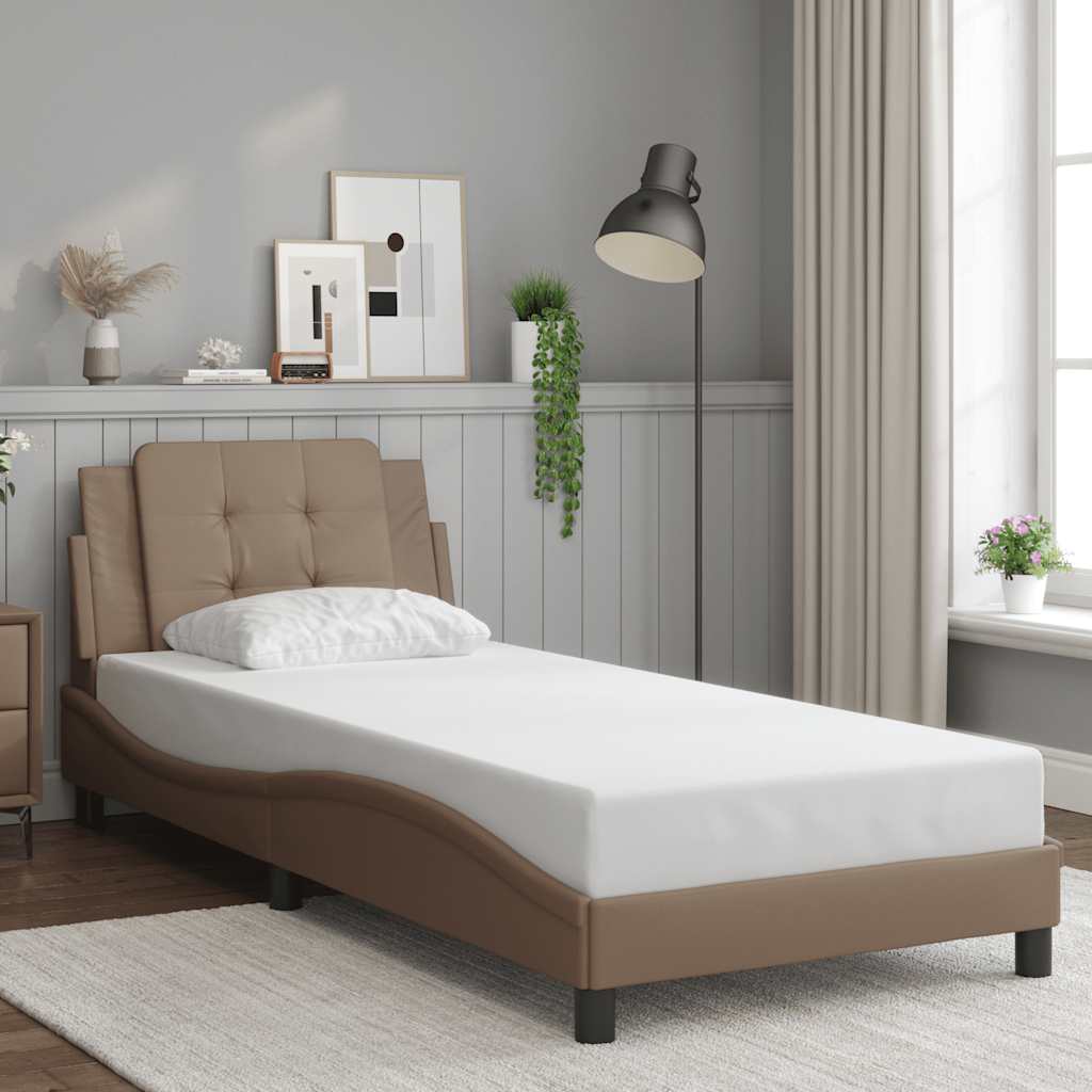 Bettgestell 90x190 cm Cappuccino-Braun Kunstleder