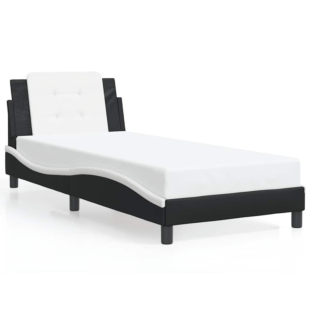 vidaXL Bed Frame without Mattress "Zadar" Black and White 90x190 cm Faux Leather