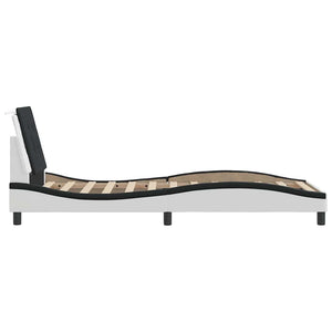 Bettgestell 90x190 cm Kunstleder Weiß/Schwarz