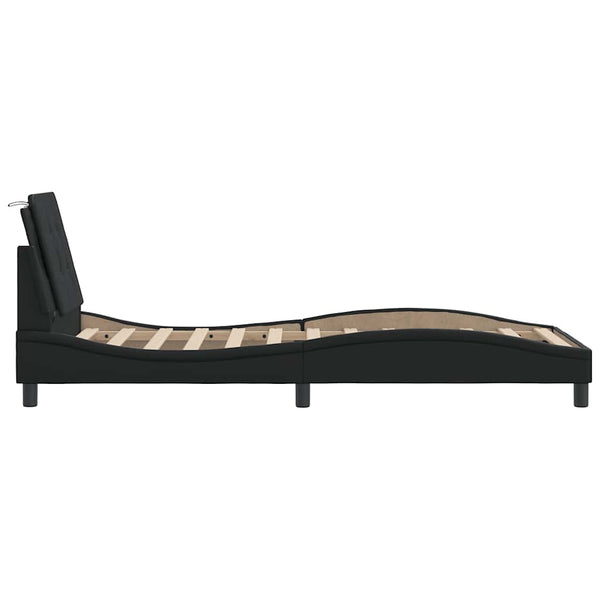 Schwarzes Kunstleder Bettgestell 90x200 cm